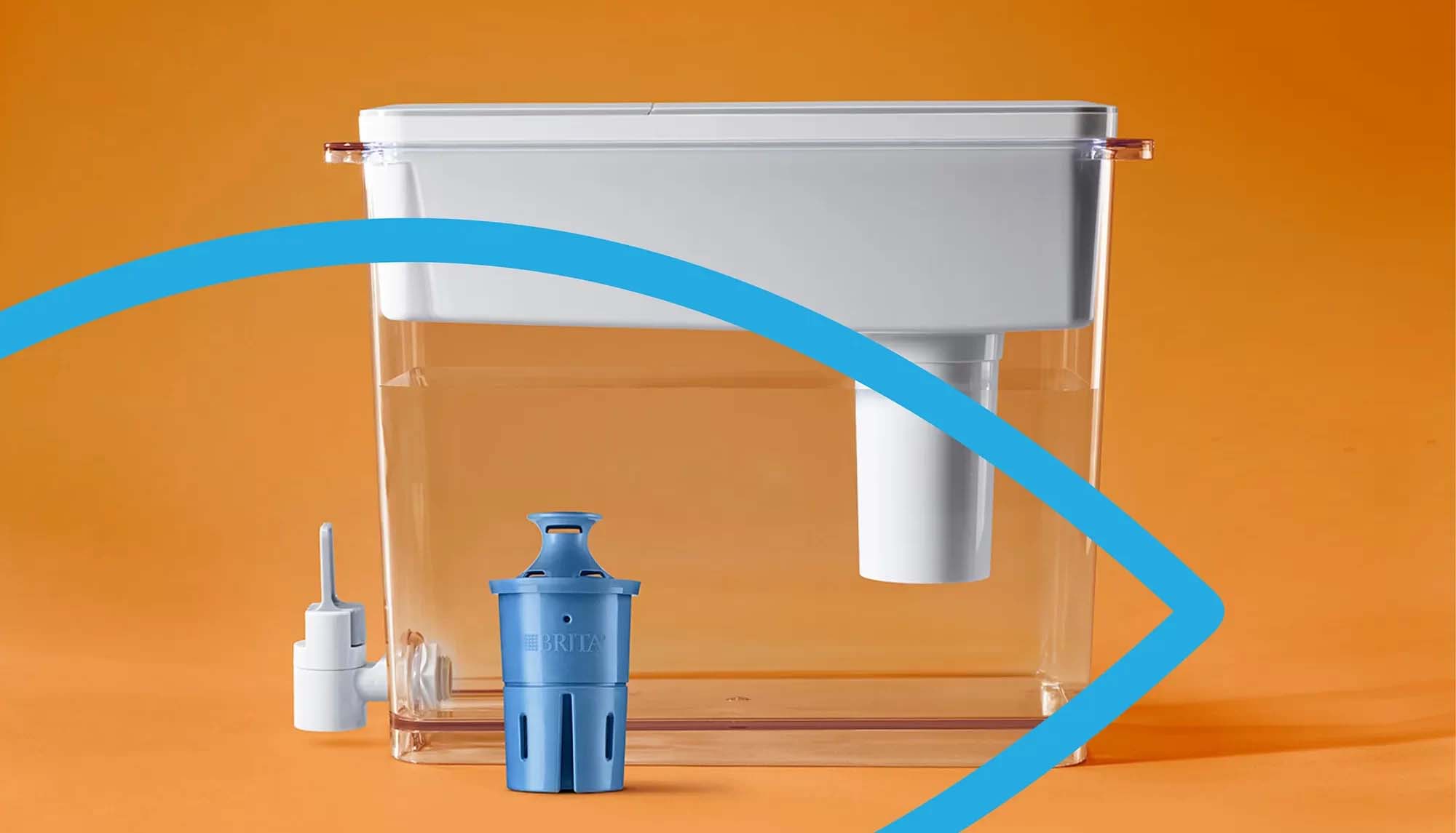 A highlighted area of premedia services and brand image management for Brita showcasing their water filtration water container with replaceable water filter.